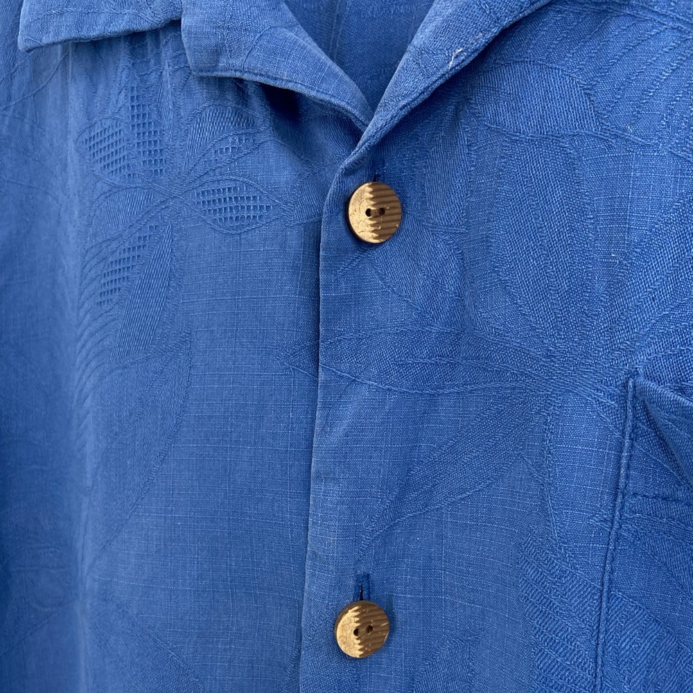 Tommy Bahama 100% Silk Men’s Button‎ Down Short Sleeve Blue Floral Large - Picture 3 of 8